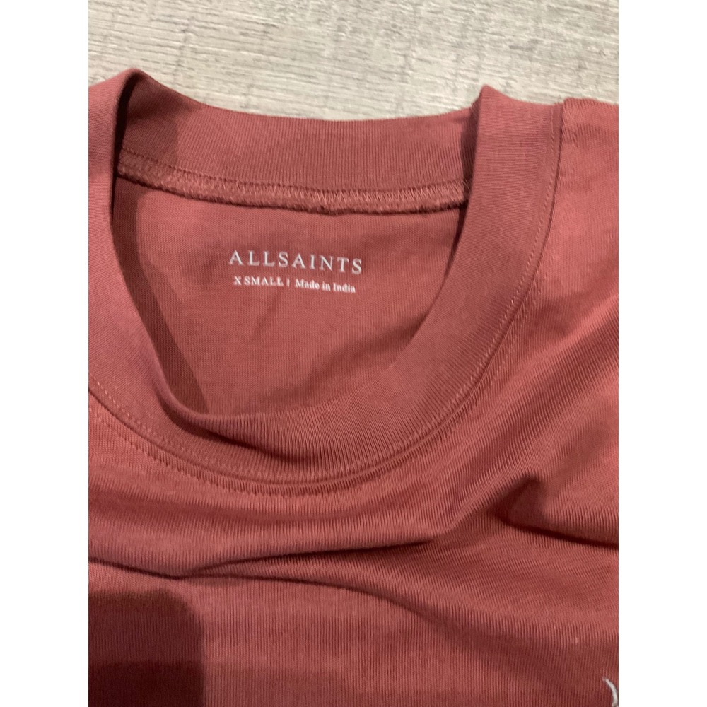AllSaints Mens Tonic Crew Neck T-Shirt Rust Red Ramskull Logo XS Short‎ Sleeve - Picture 3 of 8